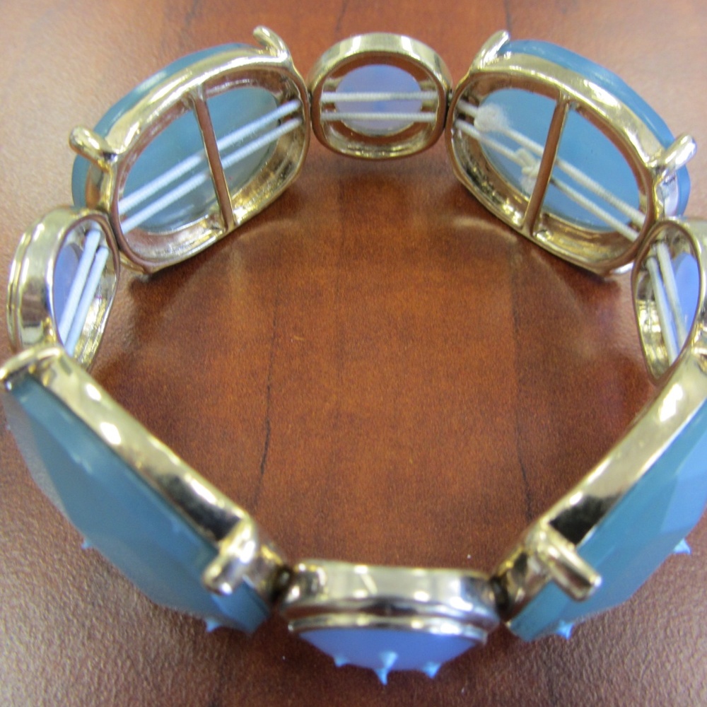 Stretch Bracelet Blue Mixed Faceted round & oval